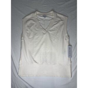 Athleta Retroterry V-Neck Sweatshirt Tee SMALL Sleeveless Top Ivory Performance